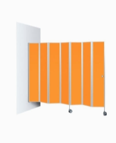 Væghængt skillevæg med 7 paneler, 145 cm