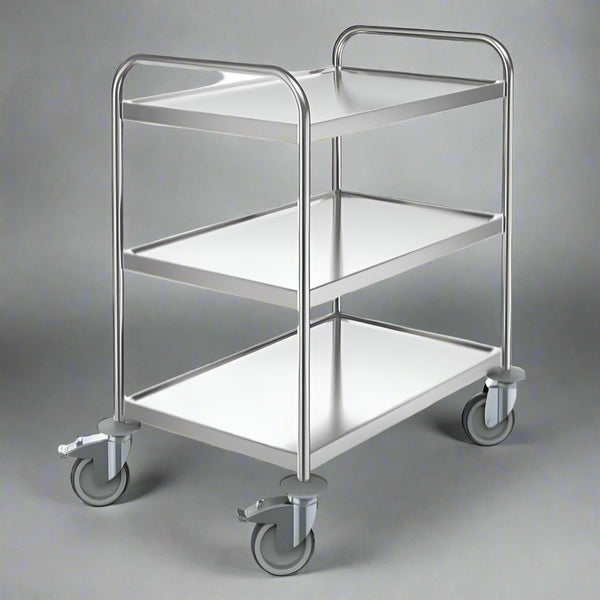 Rustfri rullevogn, rullebord, hyldevogn med 3 hylder, 910 x 590 x 940 mm