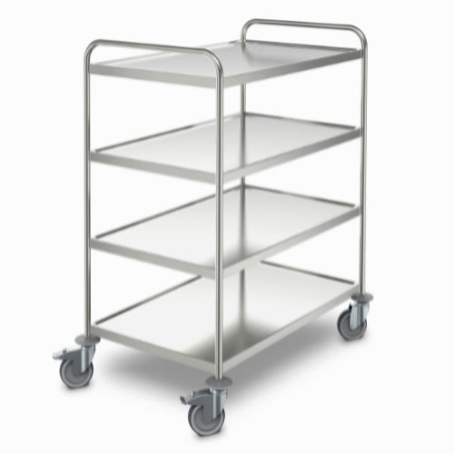 Rustfri rullevogn, rullebord, hyldevogn med 4 hylder, HT8x5/4, 600 x 900 x 1260 mm