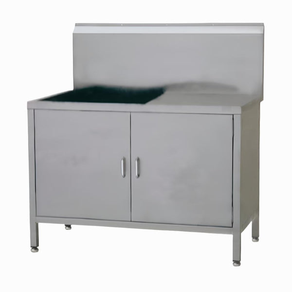 Rustfri bord med 1 vask og indbygget skab, vaskestation, Model WUT46 1280 x 700 x 1240 mm