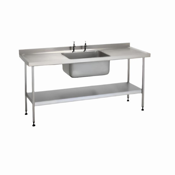 Rustfri bord med 1 vask og 2 afløbsplader, 1200x600x900, SSE