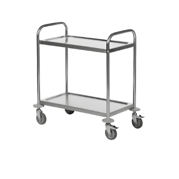 Rustfri rullevogn, rullebord, hyldevogn med 2 hylder, 710 x 400 x 805 mm