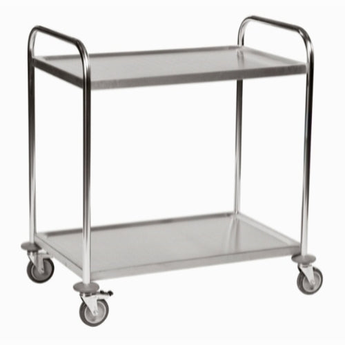 Rustfri rullevogn, rullebord, hyldevogn med 2 hylder,  910 x 590 x 940 mm
