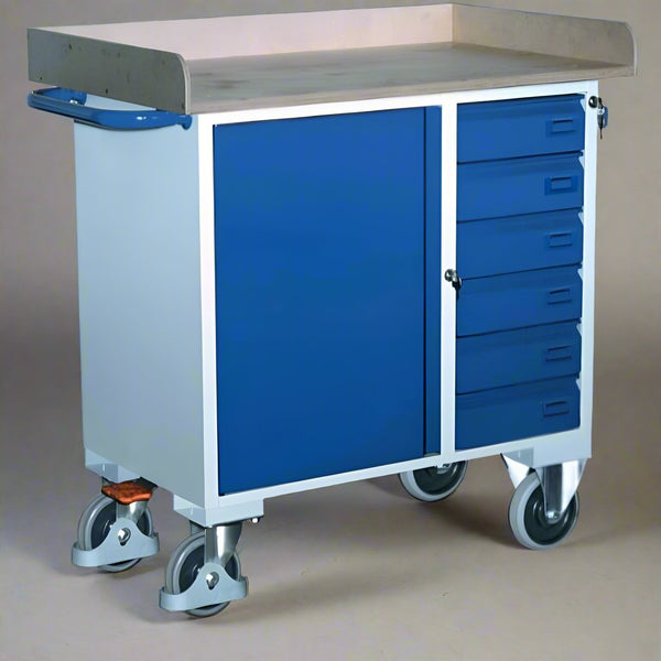 Værkstedsvogn med bakke, 1 skab, 6 skuffer