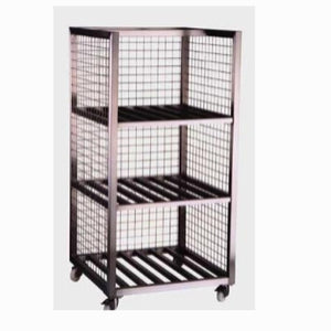 Rustfri rullecontainer med 4 hylder, 800x800x1600, BTO