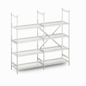 Rustfri reol med perforerede hylder, 600x400x1800, MS