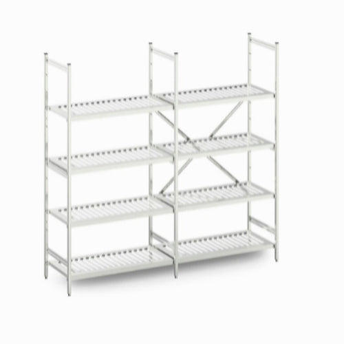 Rustfri reol med perforerede hylder, 600x400x1800, MS