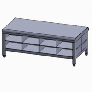 Rustfri siddebænk med 1 sides skoopbevaring til 5 par sko på hver hylde,  Model WP, 1200 x 350 x 450 mm