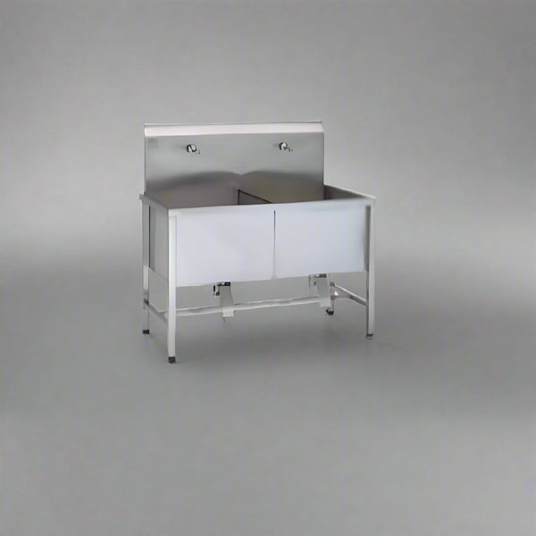 Rustfri vaskestation med dobbelt vask, 1290x700x1280, WUT0200/6/6/45K